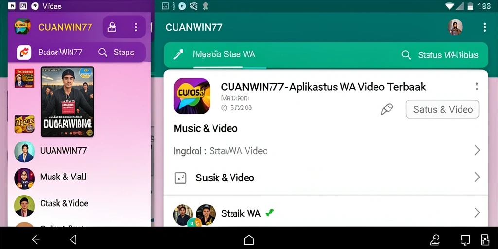 Antarmuka CUANWIN77 dengan pilihan video status yang menarik.