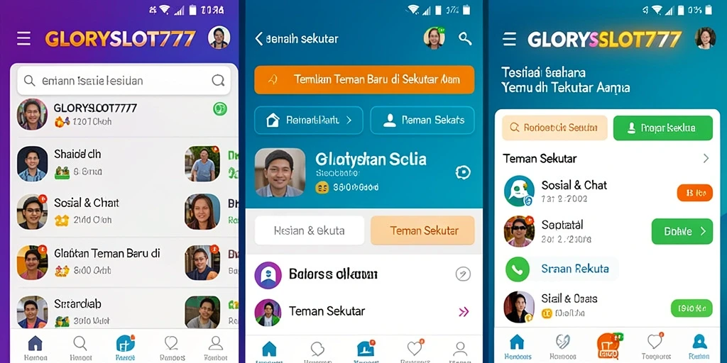 Tampilan antarmuka GLORYSLOT777 untuk mencari teman baru.