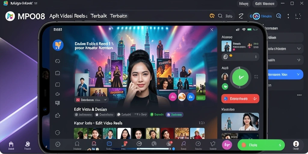 Antarmuka MPO08 yang intuitif dengan berbagai fitur Edit Video Reels.