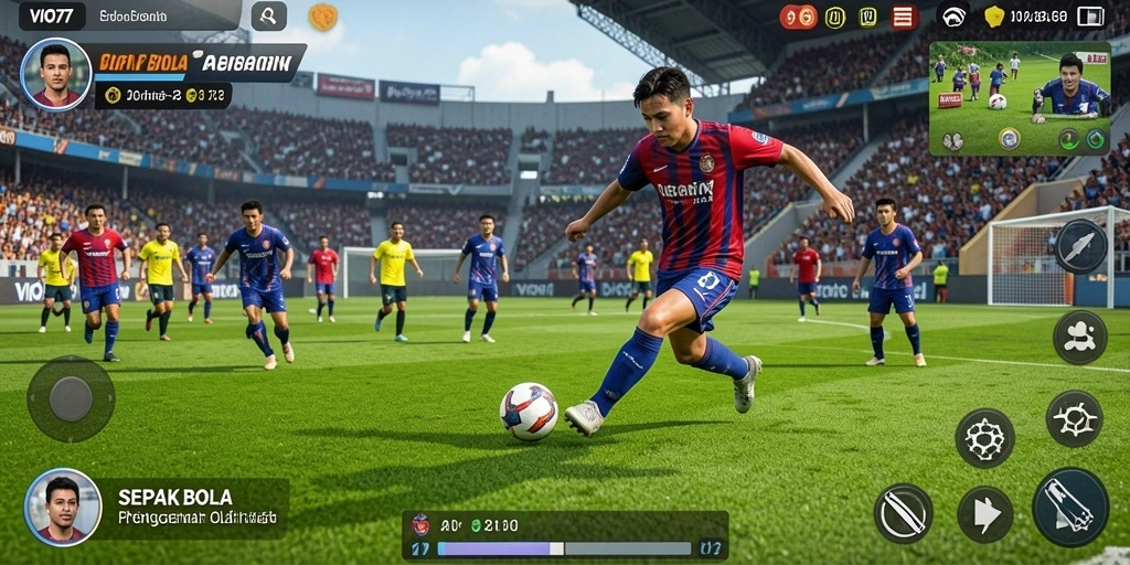 Tampilan antarmuka game Sepak Bola VIO77 yang menarik dan fungsional.