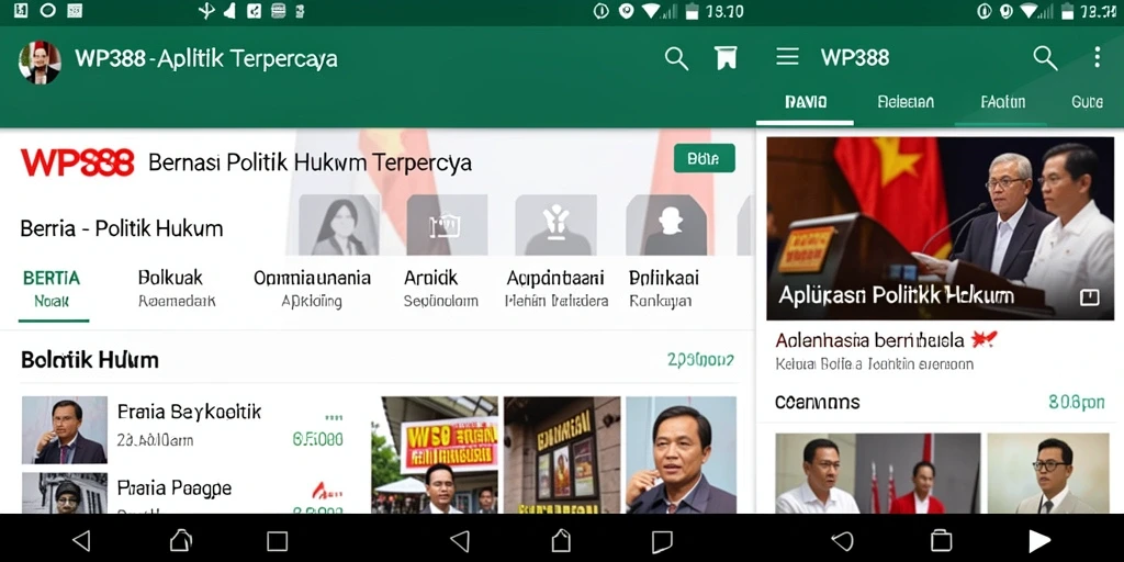 Antarmuka WP888 yang informatif dan mudah digunakan untuk akses berita politik hukum.